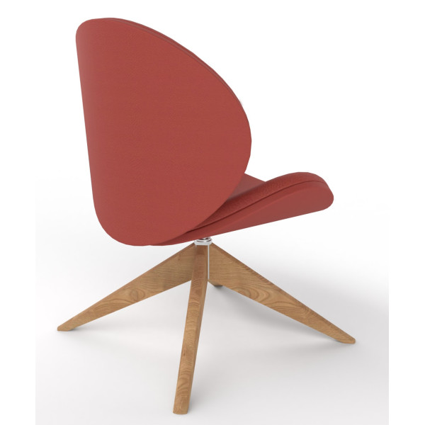 Revive Upholstered Retro Lounge Chair With Wooden Pyramid Base